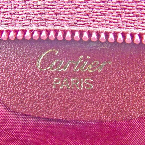 Cartier Pouch Mastline Bordeaux Leather Authentic USED - Picture 5 of 7